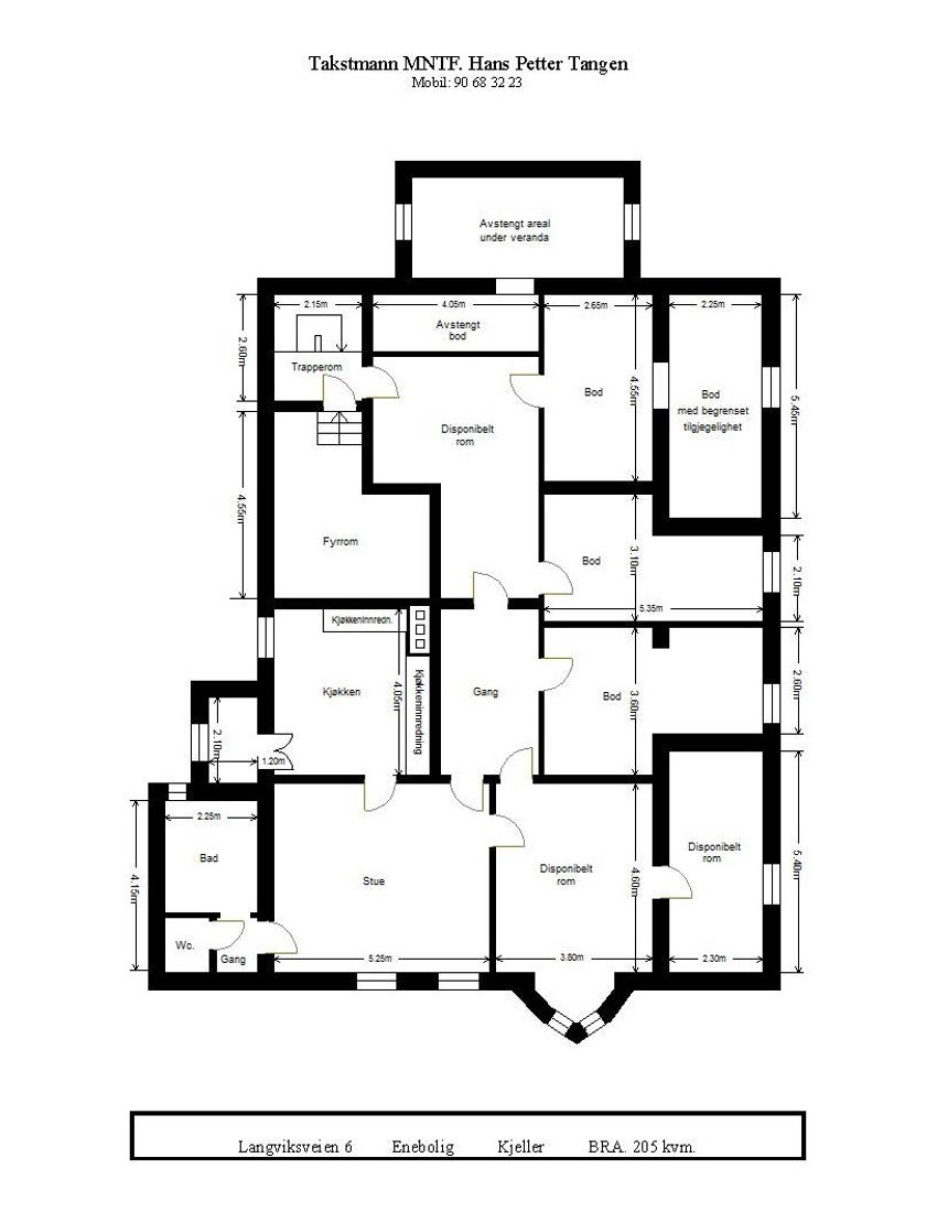 Langviksveien 6 - Plantegning kjelller Galleribilde