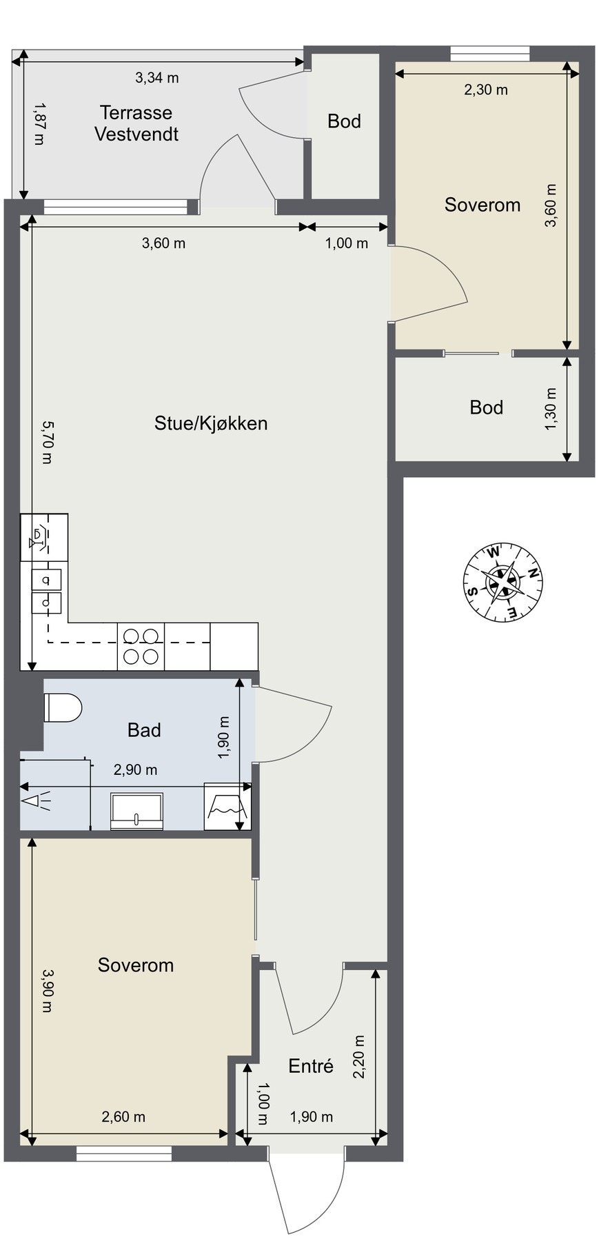 Målsatt plantegning. Galleribilde