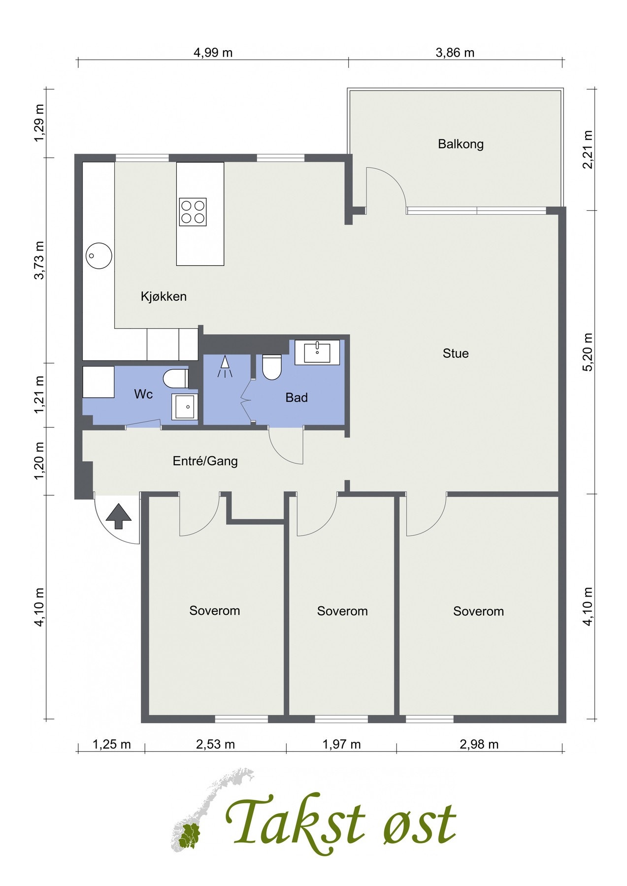 Leilighetens planskisse - avvik kan forekomme. Galleribilde