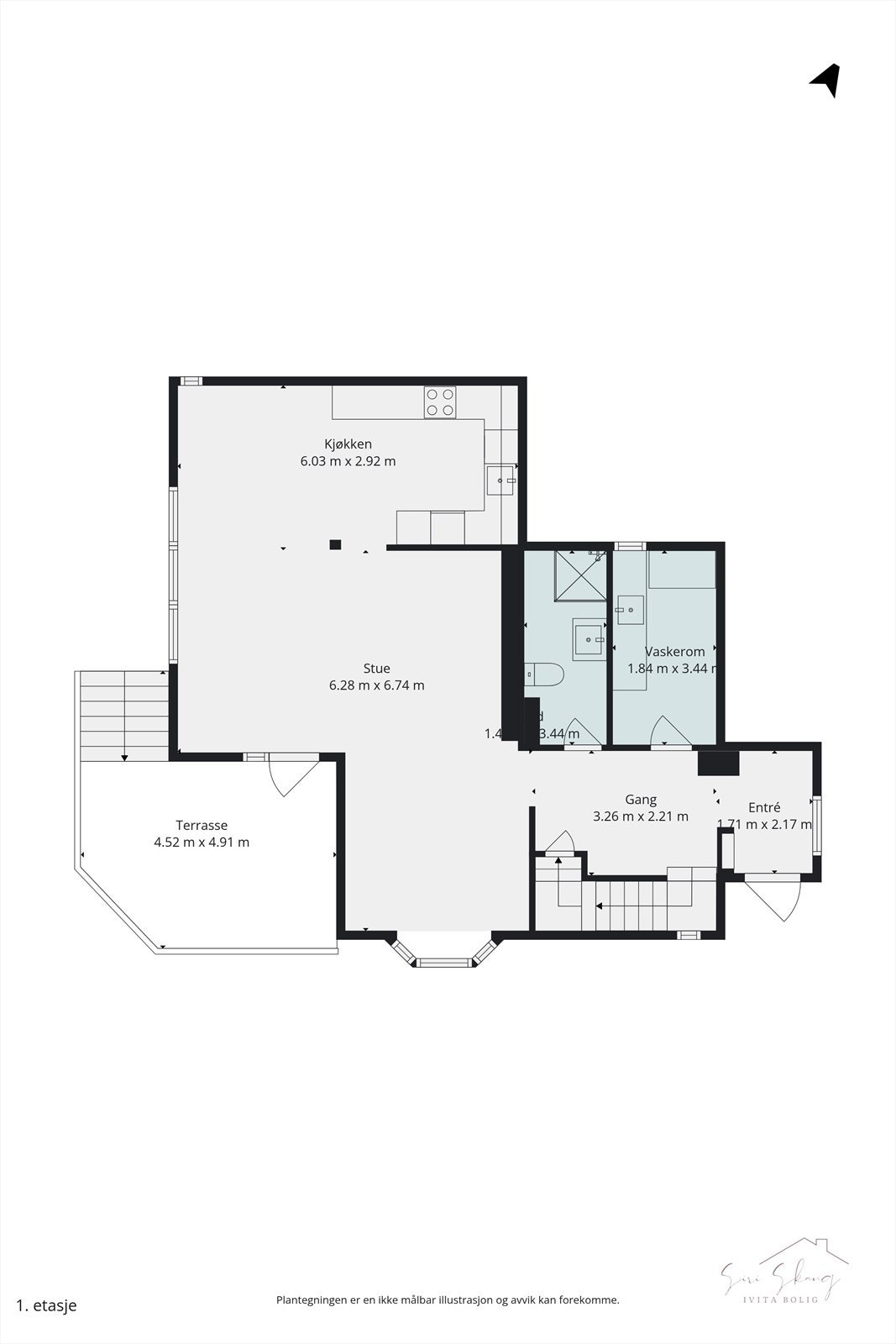 Plantegning i 2D av 1.etg(her er planløsningen optimalisert) Galleribilde