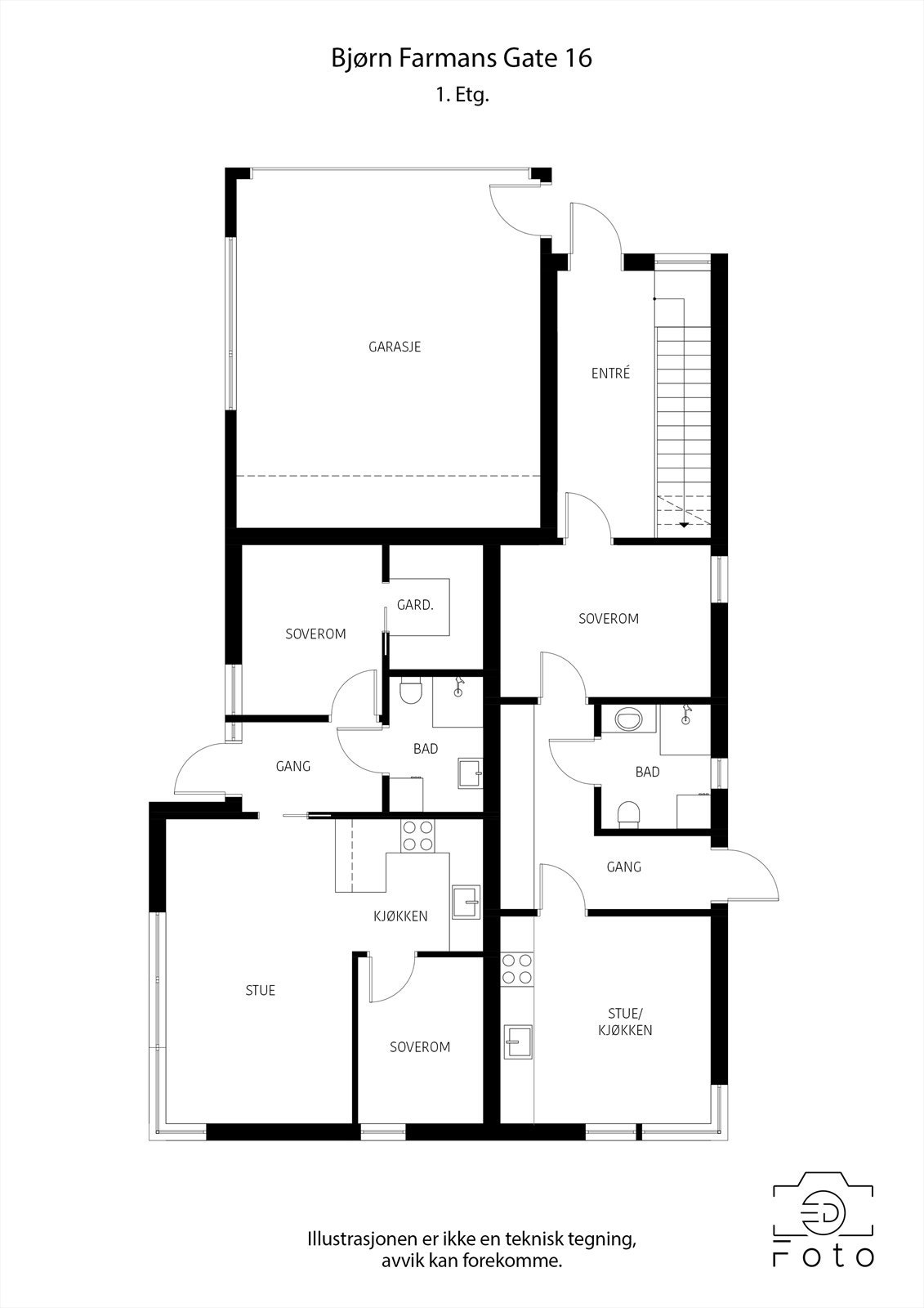 Plantegning 1. etasje Galleribilde