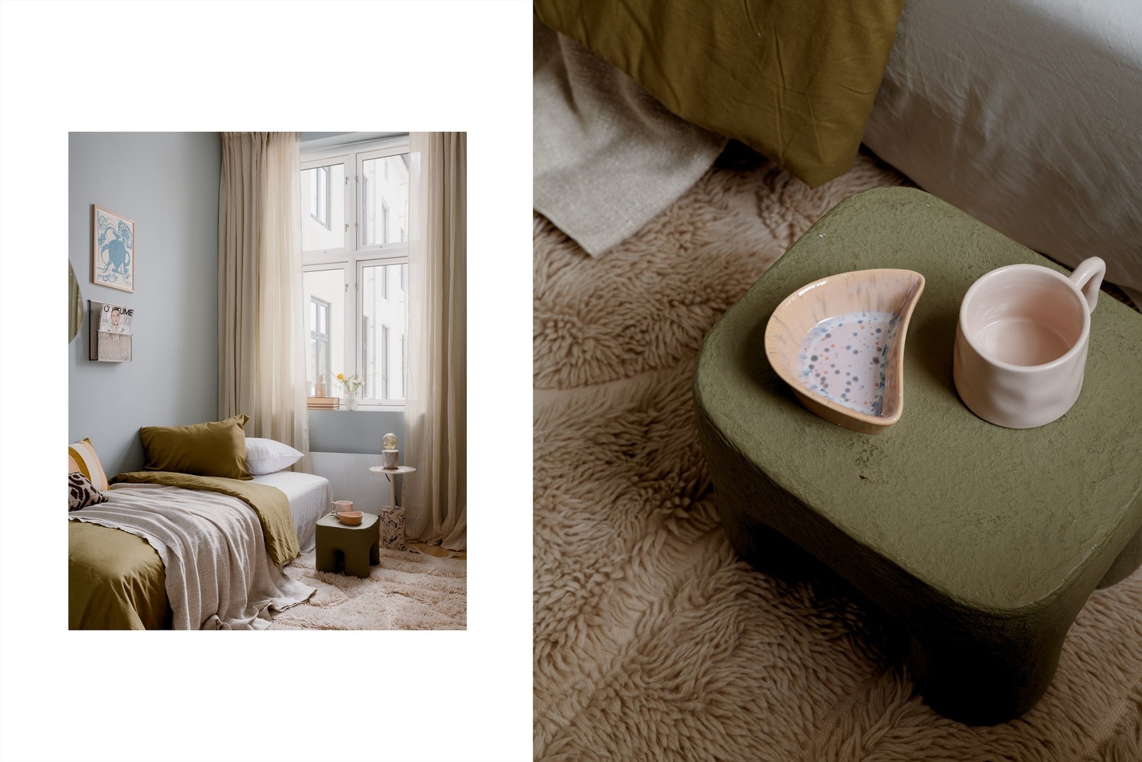 Det minste soverommet er slett ingen mørk hule det heller. Her får du lekre fargekombinasjoner, lys og kaffe på senga! Galleribilde