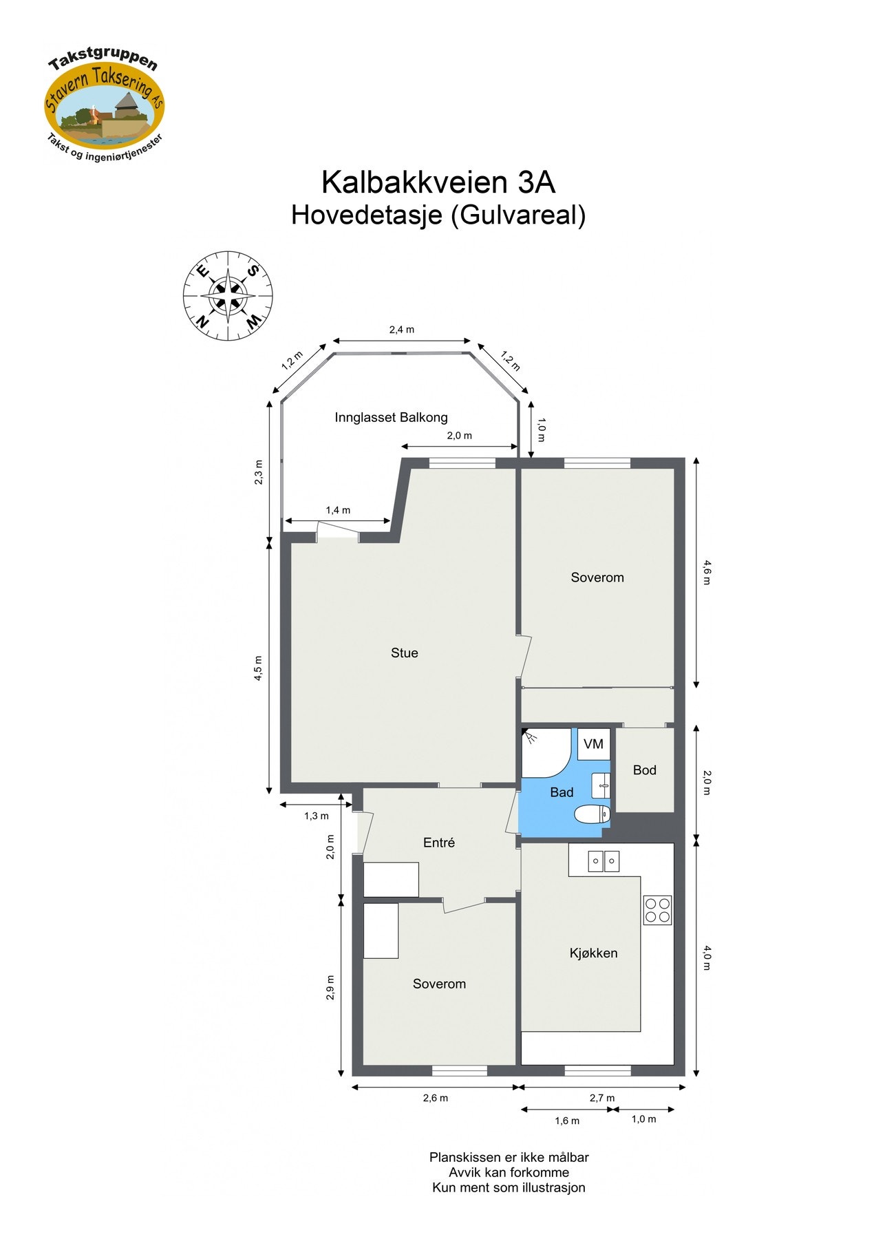 Oppmålt planløsning Galleribilde