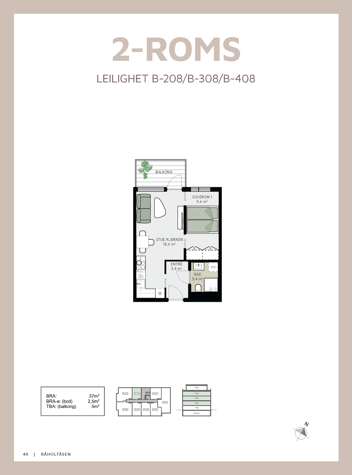 Plantegning av leilighet B308. Galleribilde