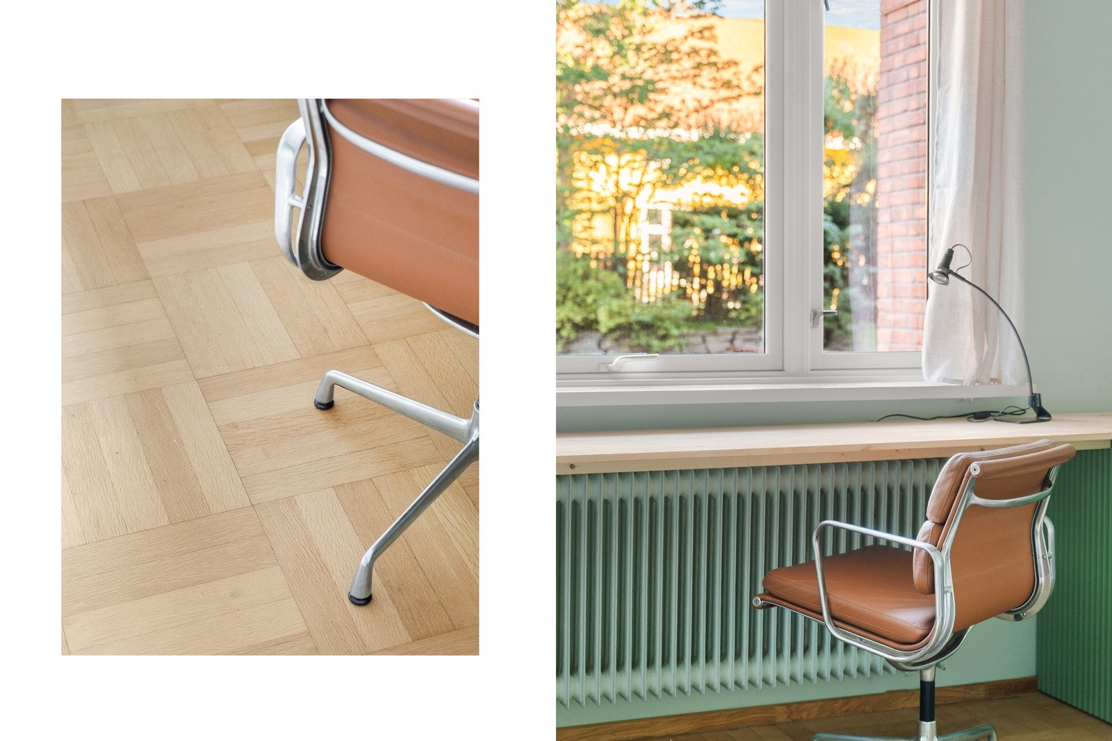 Stor kontorpult som gjør rommet godt egnet til hjemmekontor. Galleribilde