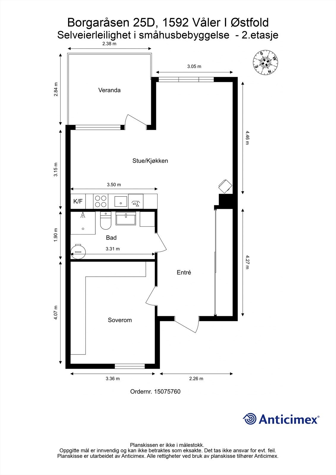 Plantegning Borgaråsen 25D Galleribilde