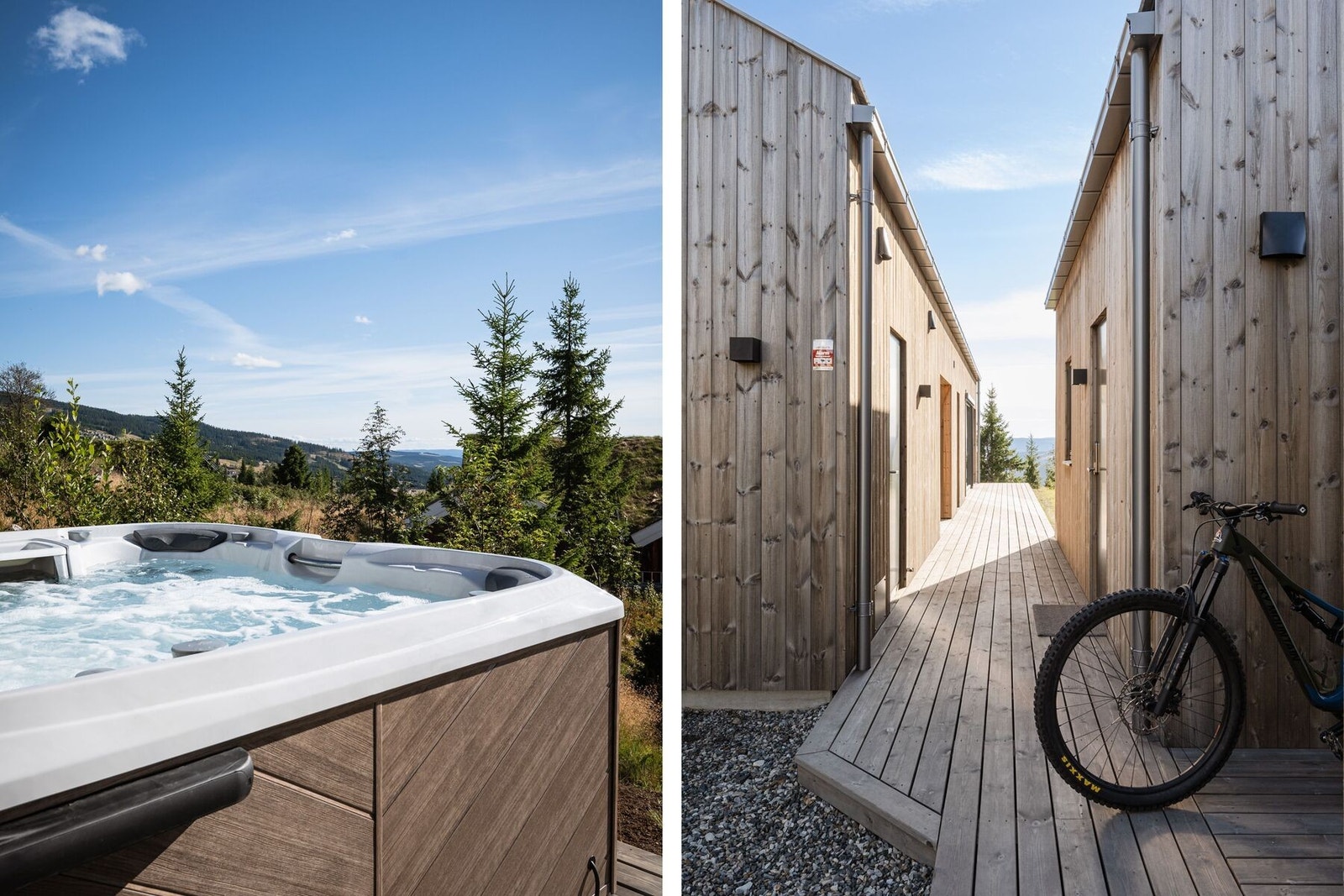 Sommer. Bod og anneks til høyre, hytte til venstre. Galleribilde