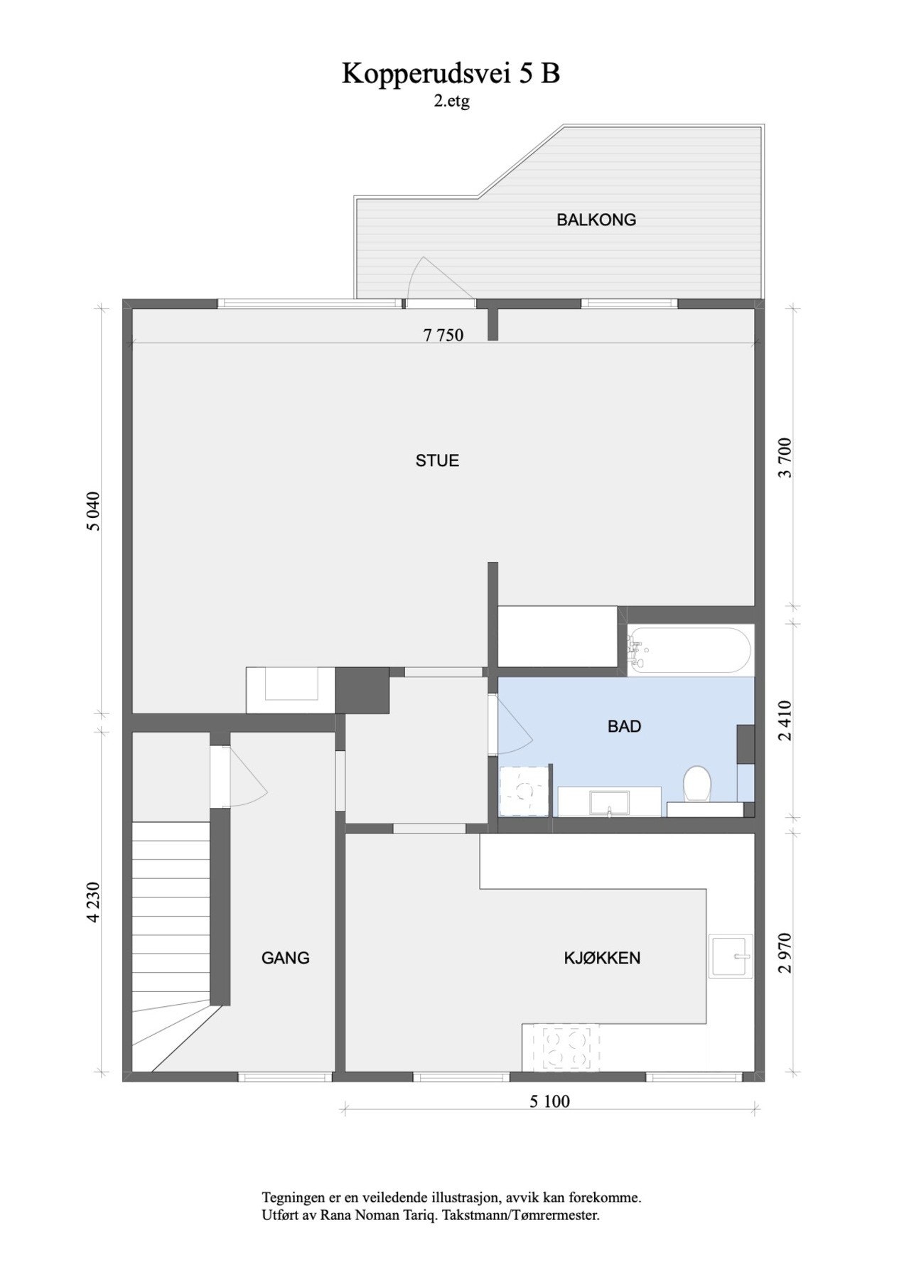Plantegning av leilighetens 1. plan Galleribilde