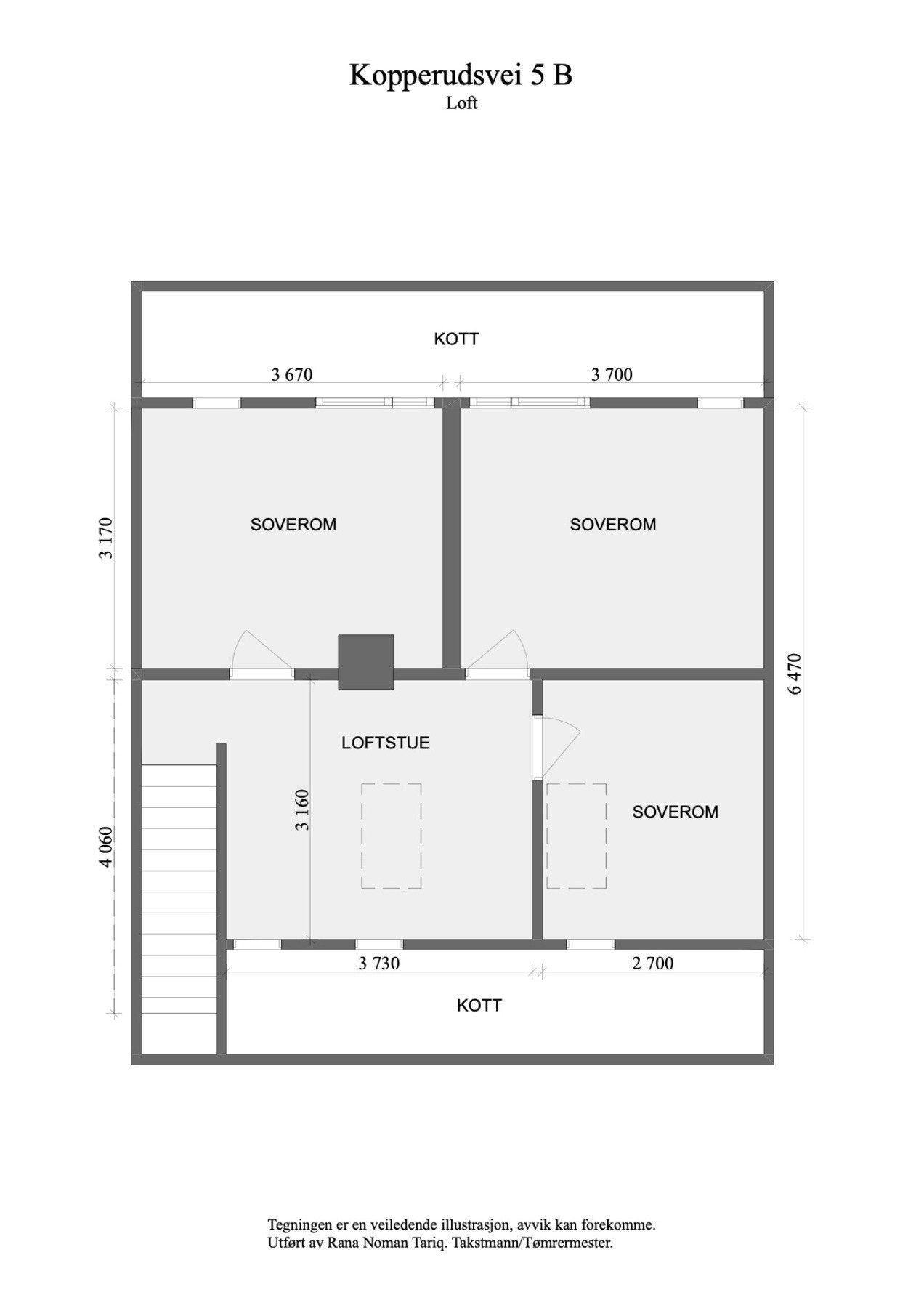 Plantegning av leilighetens 2. plan Galleribilde