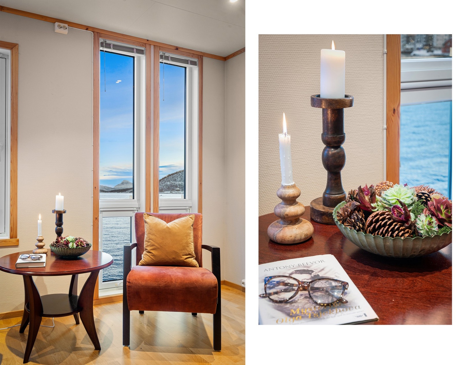 Lys og trivelig leilighet med stuevinduer fra gulv til tak Galleribilde