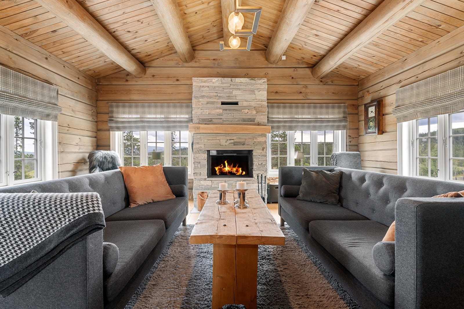 Stuen har store vindusflater som slipper inn rikelig med dagslys. Galleribilde