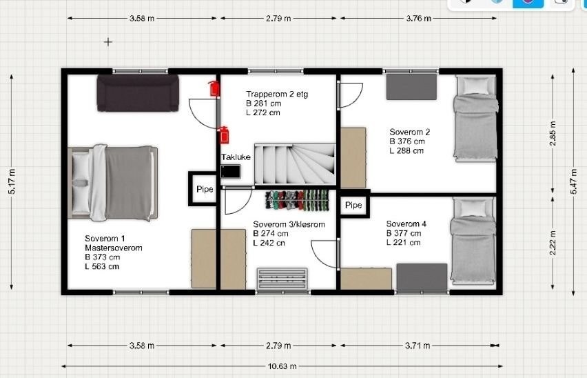 Plantegning fra 2. etg: målinger er bare veiledende Galleribilde