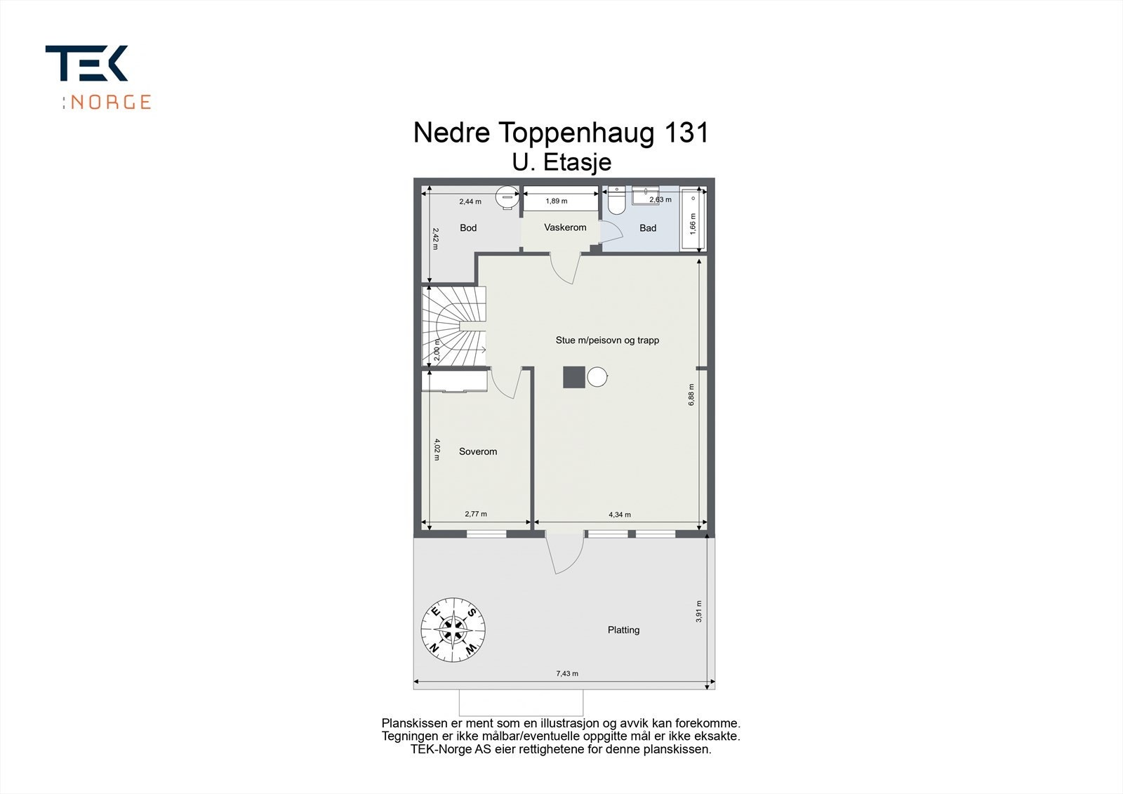 Plantegning U.etg. Nåværende eier har hovedsoverommet i denne etasjen Galleribilde
