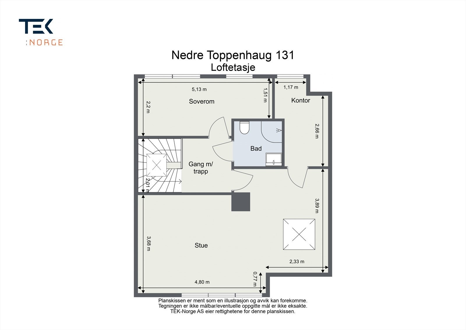Plantegning 2.etg. - stiplet firkant på planskissen er takvindu Galleribilde