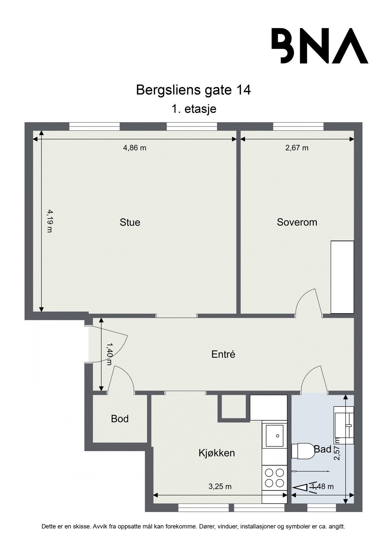 Plantegning - Leiligheten disponerer også en bod på 6 kvm Galleribilde