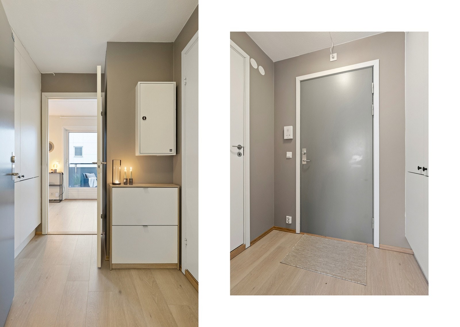 Leiligheten oppleves lys, rolig og svært innbydende, et hjem som gir umiddelbar trivsel og en følelse av kvalitet fra første steg innenfor døren. Galleribilde