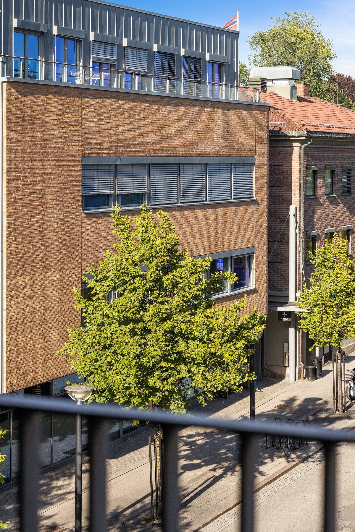 Fra balkongen mot Bankveien -
Bildene er fra prosjektsalget 2021 Galleribilde