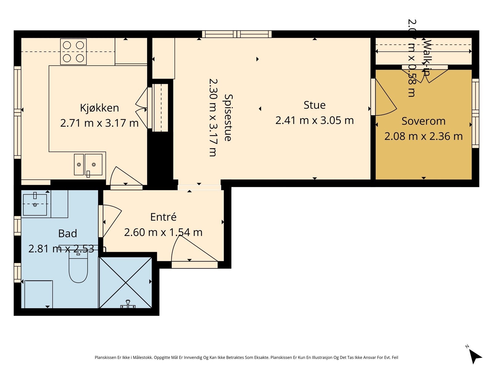 Plantegning 3.etg. Det medfølger bod i kjeller og loft på til sammen 9 kvm. Galleribilde