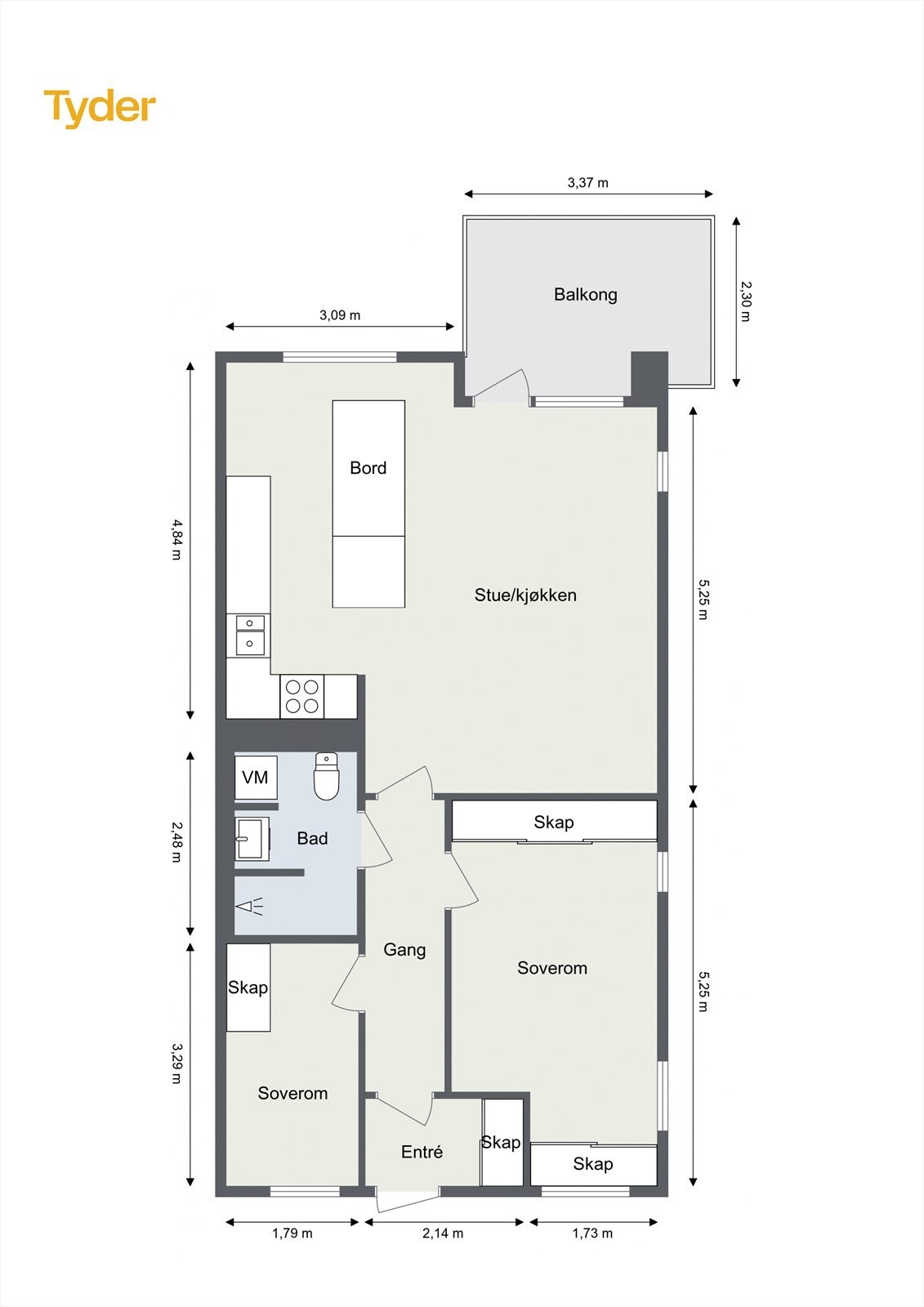 Oppmålt plantegning - Hoffsveien 6A. Galleribilde