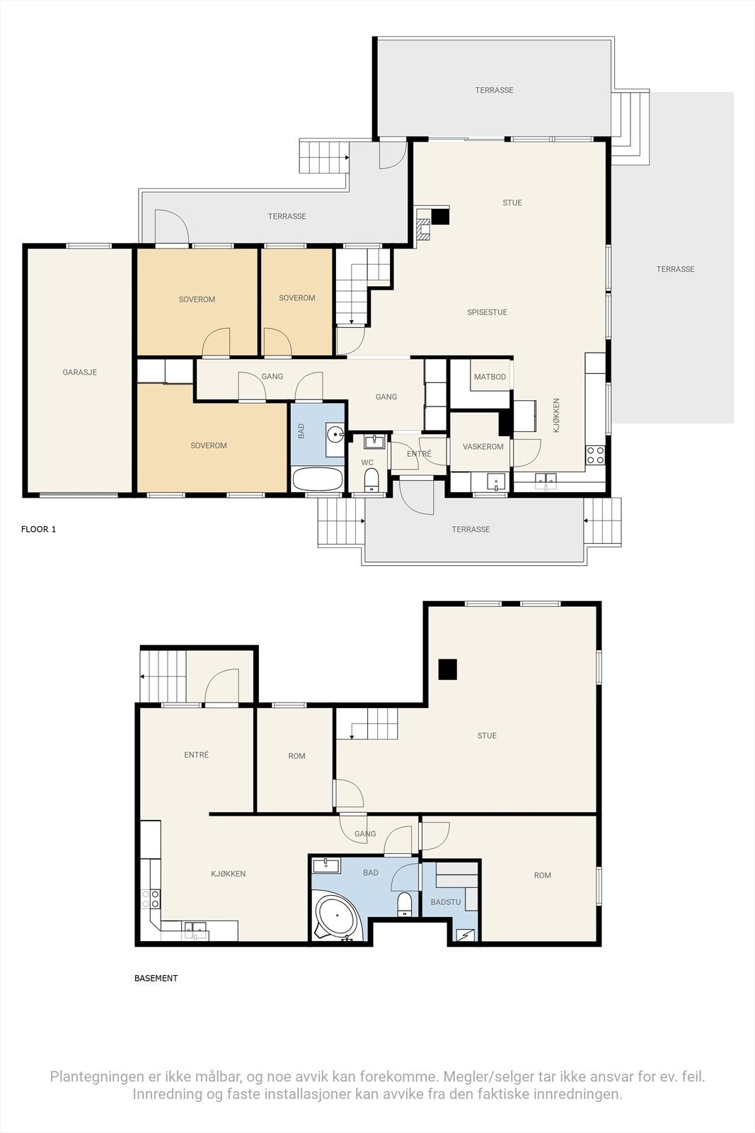 Plantegninger - 1. og u. etasje Galleribilde