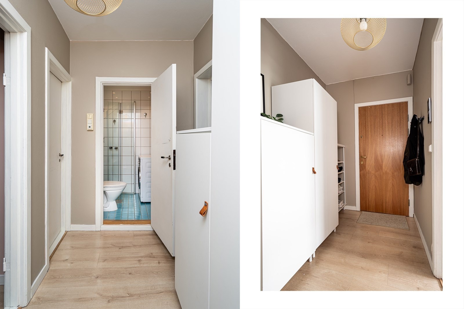 Entré med brann- og lydklassifisert dør, samt god plass til en valgfri garderobeløsning for oppbevaring. Galleribilde