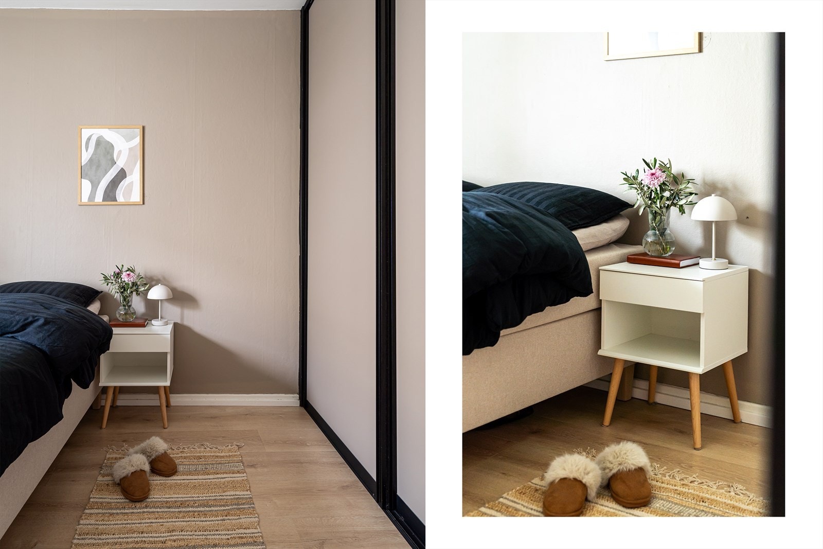 Her får du god plass til dobbeltseng med tilhørende nattbord på hver side. Galleribilde