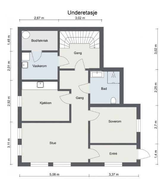 Plantegning underetasje. Galleribilde