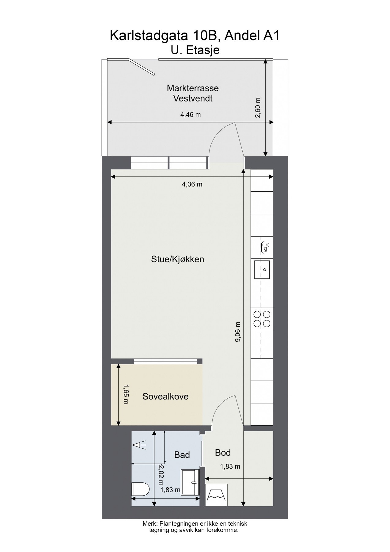 Plantegning med mål. Galleribilde