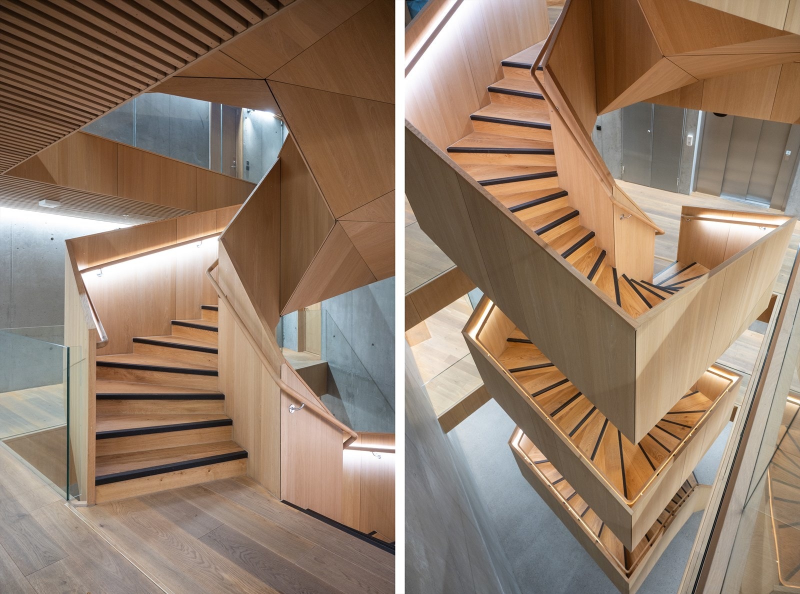 Moderne trappeløp og heis. Galleribilde