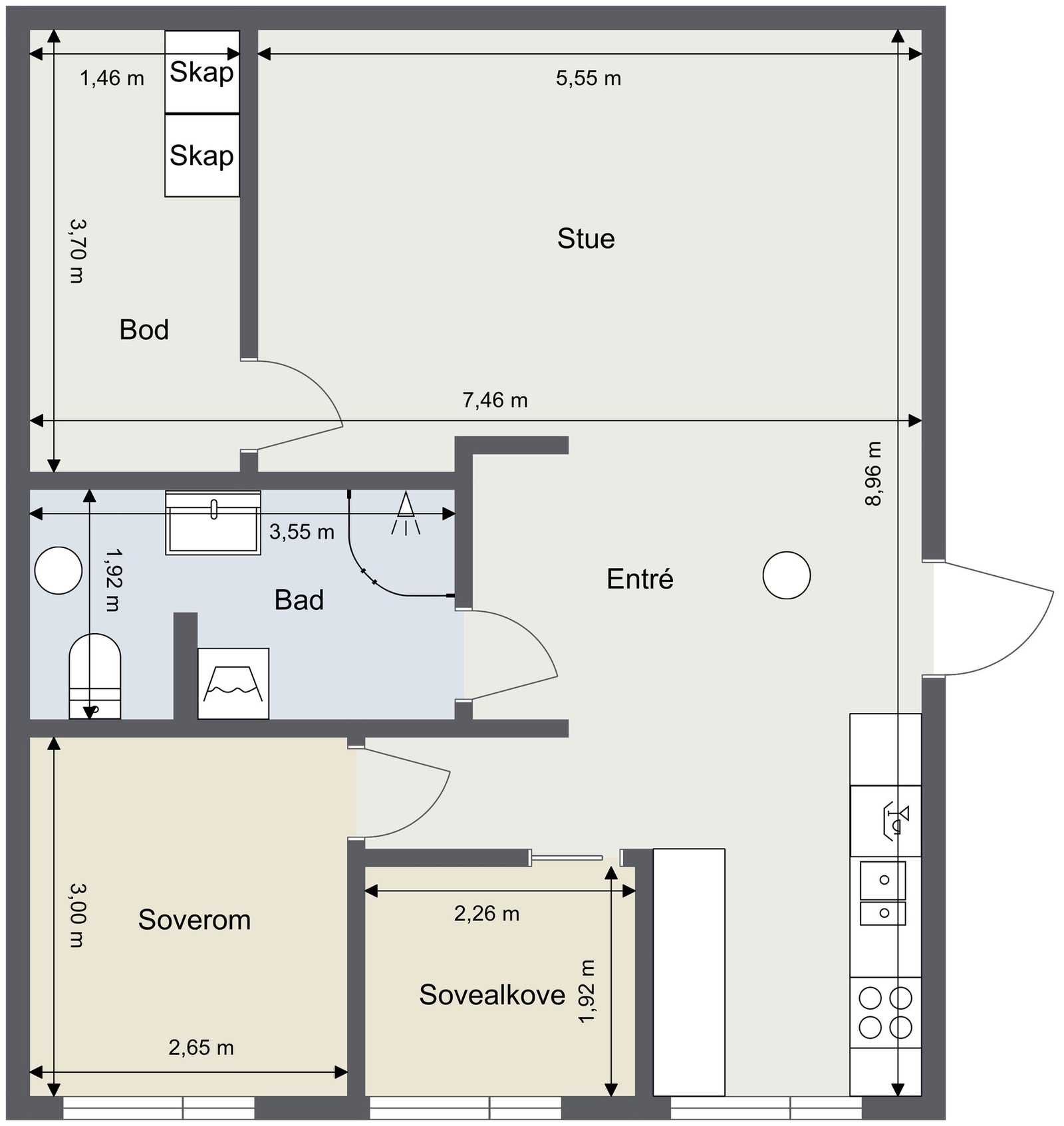 Plantegning. Leiligheten ligger i 1. etasje. Galleribilde