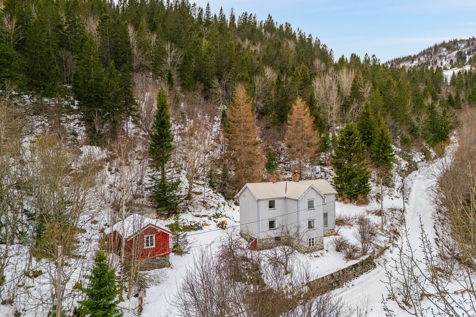 Eiendommen består av et hovedhus og en bod/verksted Galleribilde