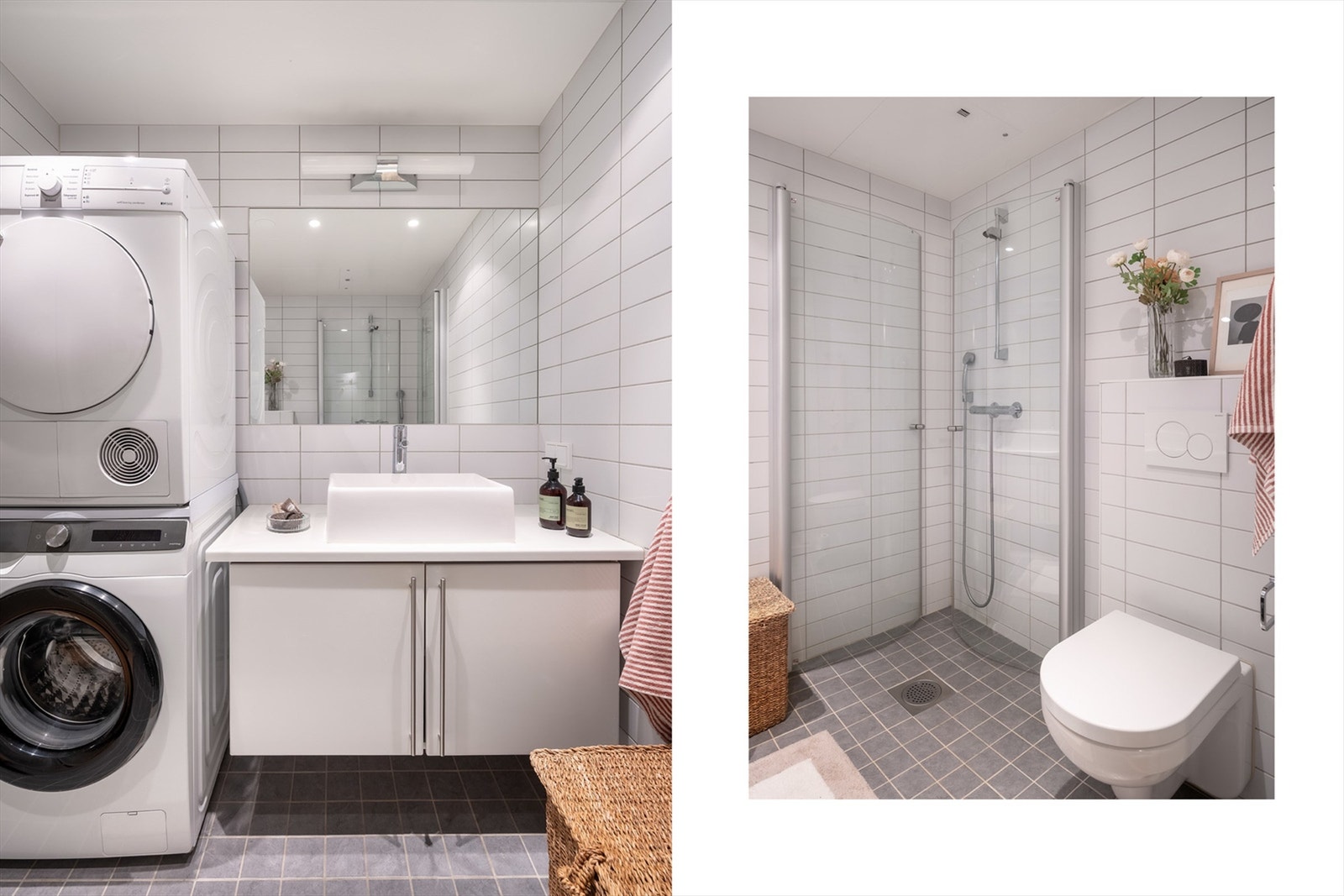 Det er både plass og opplegg for vaskemaskin og tørketrommel. Galleribilde