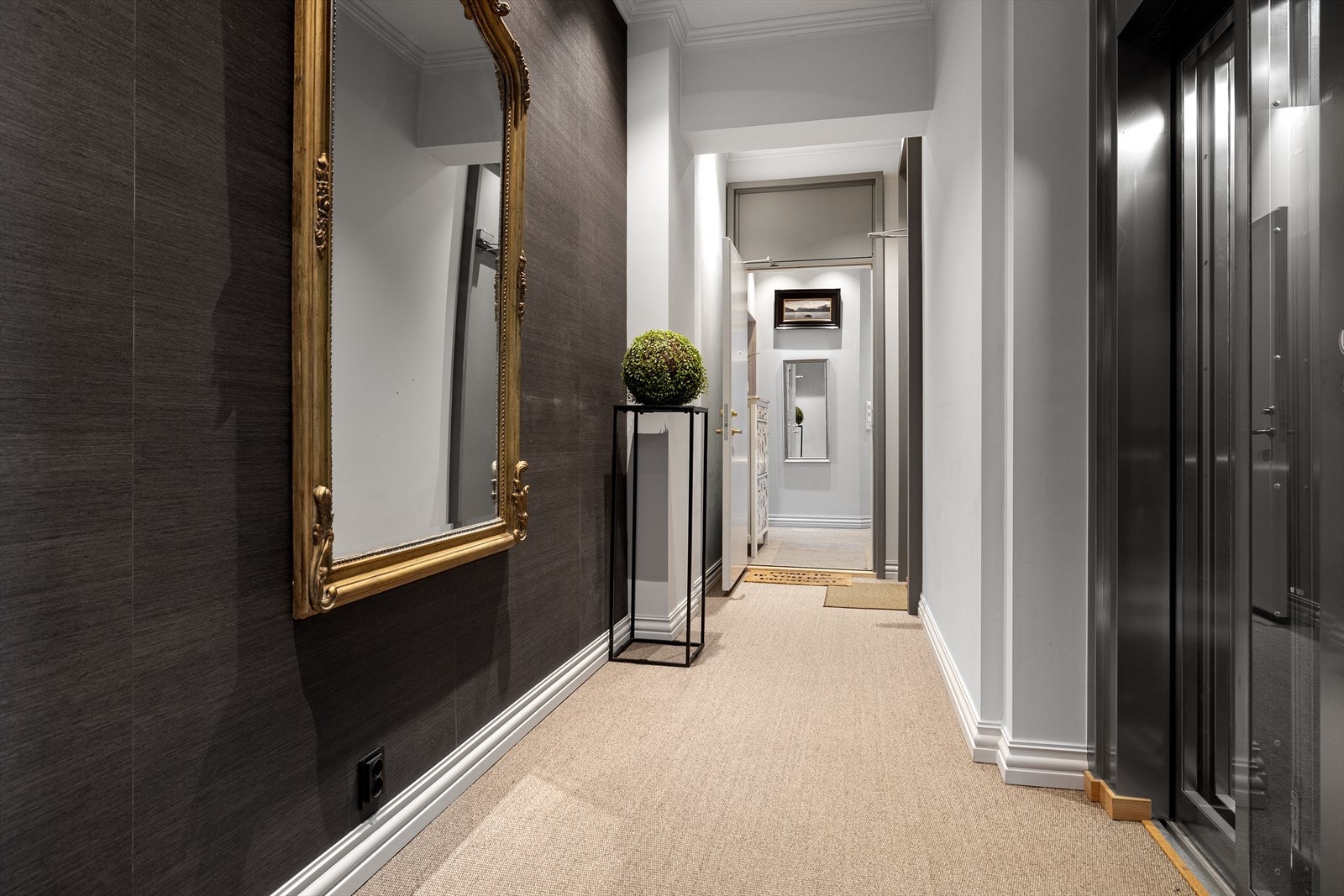 Gangen utenfor inngangsdøren til leiligheten med heisen lett tilgjengelig Galleribilde