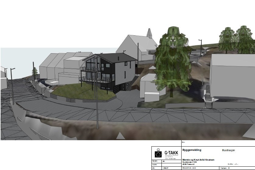 Det foreligger rammetillatelse for oppføring av en enebolig på 3 etasjer med BRA på 374 kvm. Galleribilde