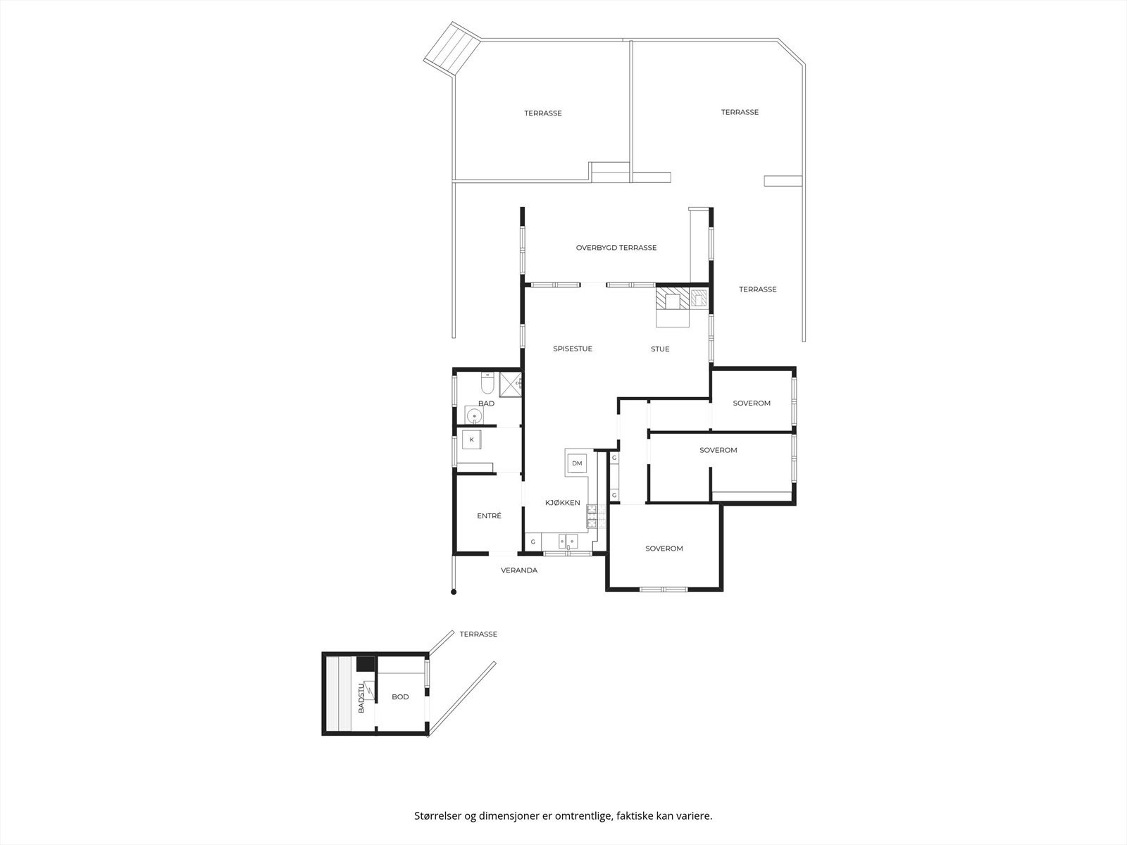 Den åpne planløsningen gir enkel tilgang mellom kjøkken, spisestue og stue, ideelt for sosiale sammenkomster (kilde: tilstandsrapport). Galleribilde