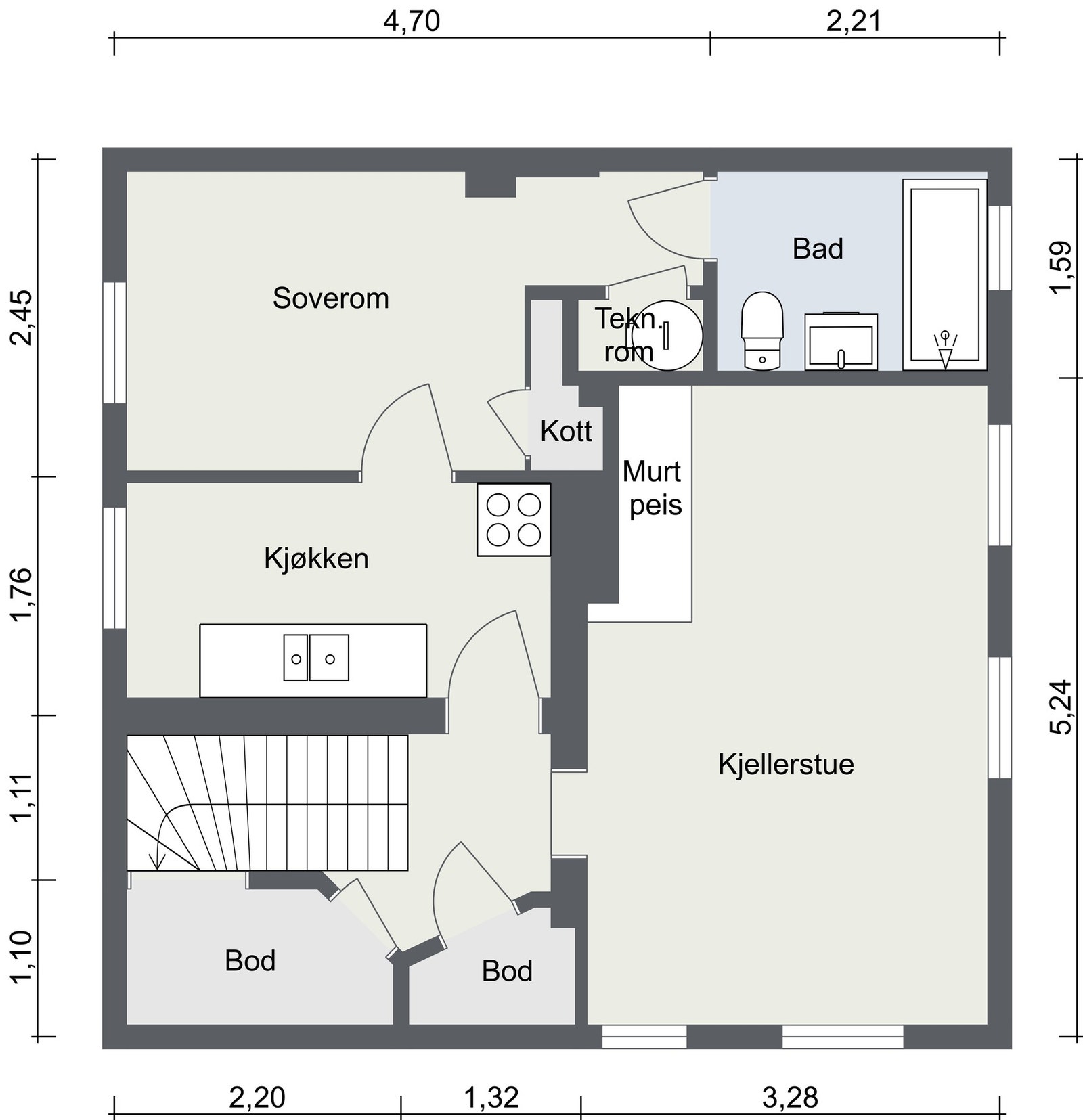 Plantegning kjeller Galleribilde