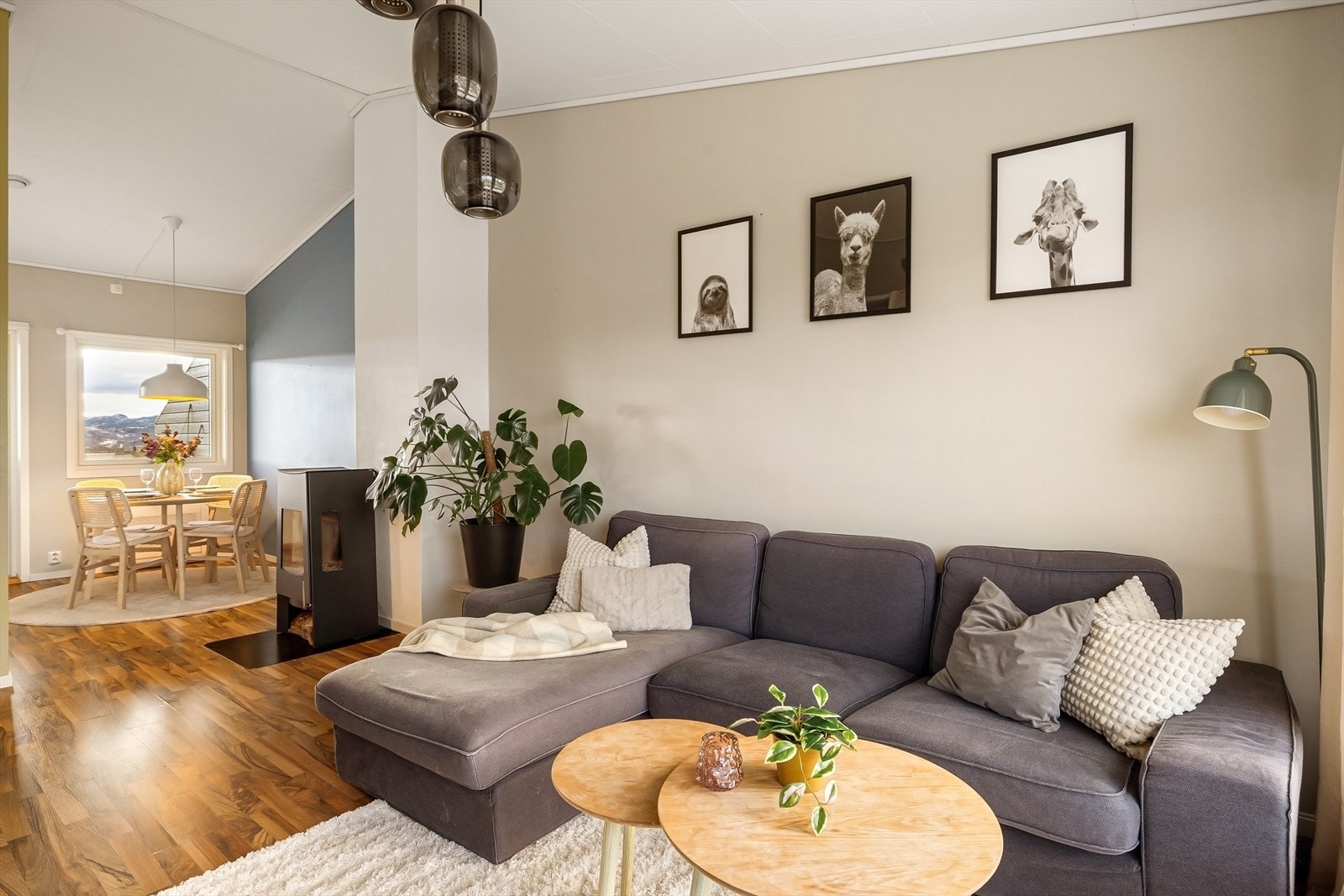 Her kan du nyte de kalde vintermånedene med en peis som varmer godt. Galleribilde