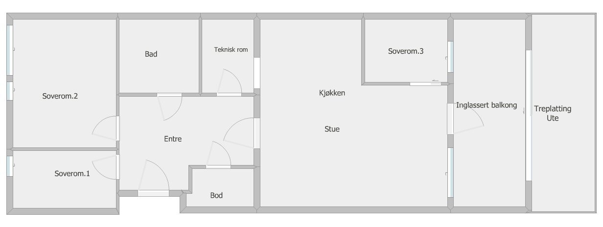 Planløsning uten møbler Galleribilde