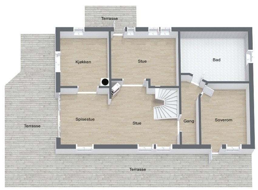 Plantegning 1. etasje Galleribilde