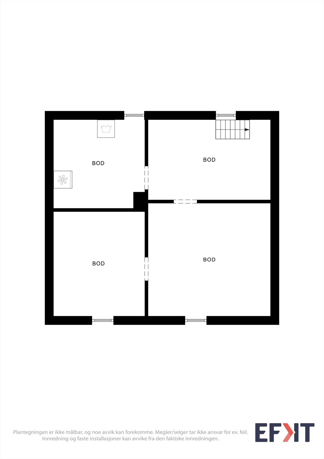 Kjelleren byr på rikelig med lagringsplass fordelt på en vaskekjeller og flere boder. Galleribilde