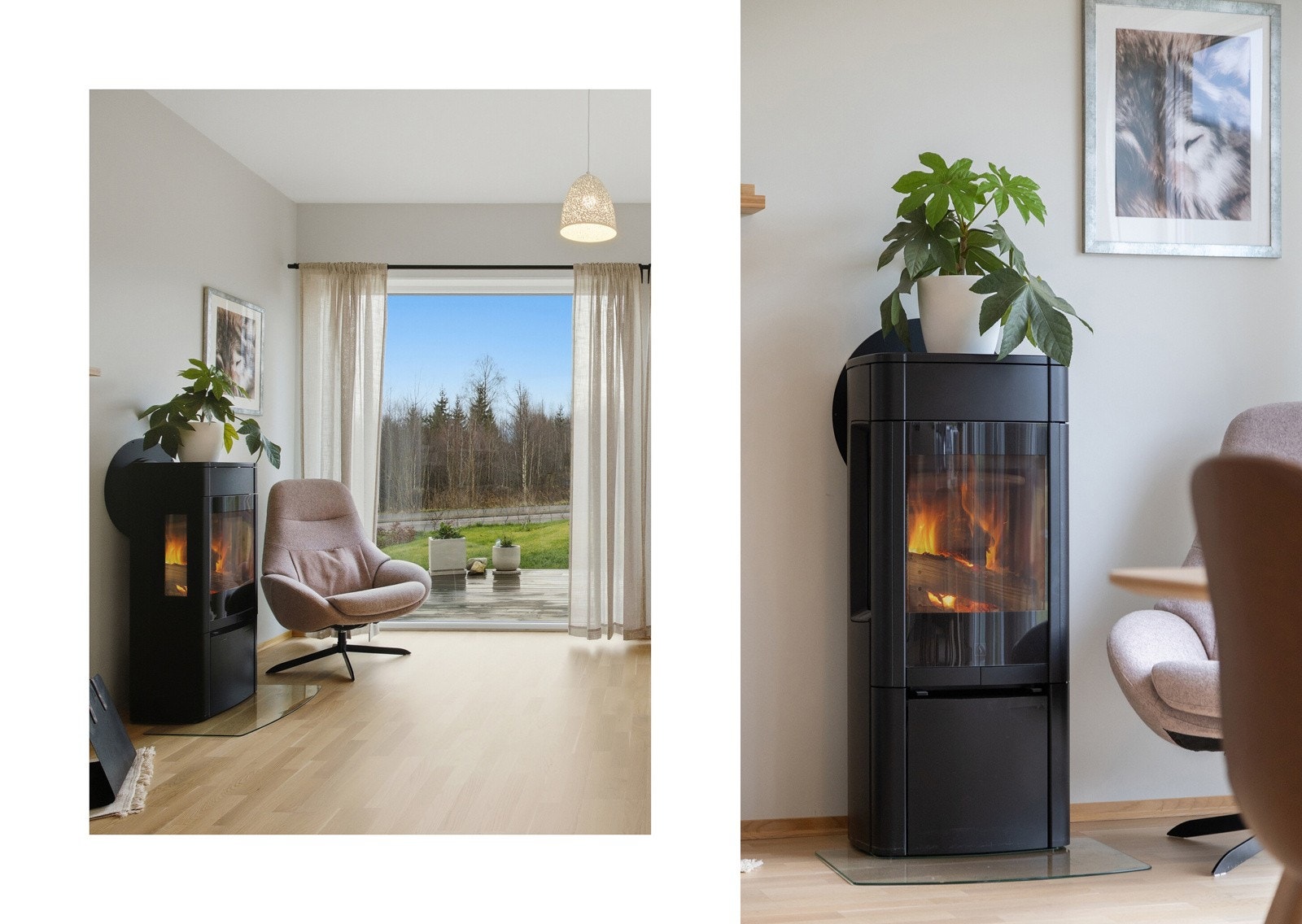 Lekker peisovn gir god oppvarming til 1. etasje. Galleribilde