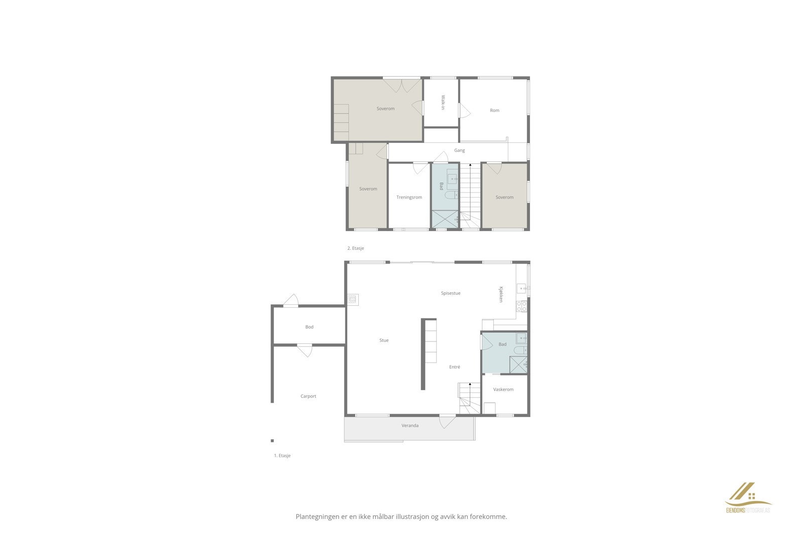 Plantegning begge plan. Galleribilde