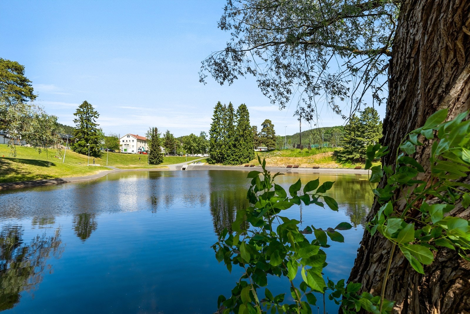 Badedammen på Årvoll er et populært tilholdssted på varme sommerdager. Galleribilde