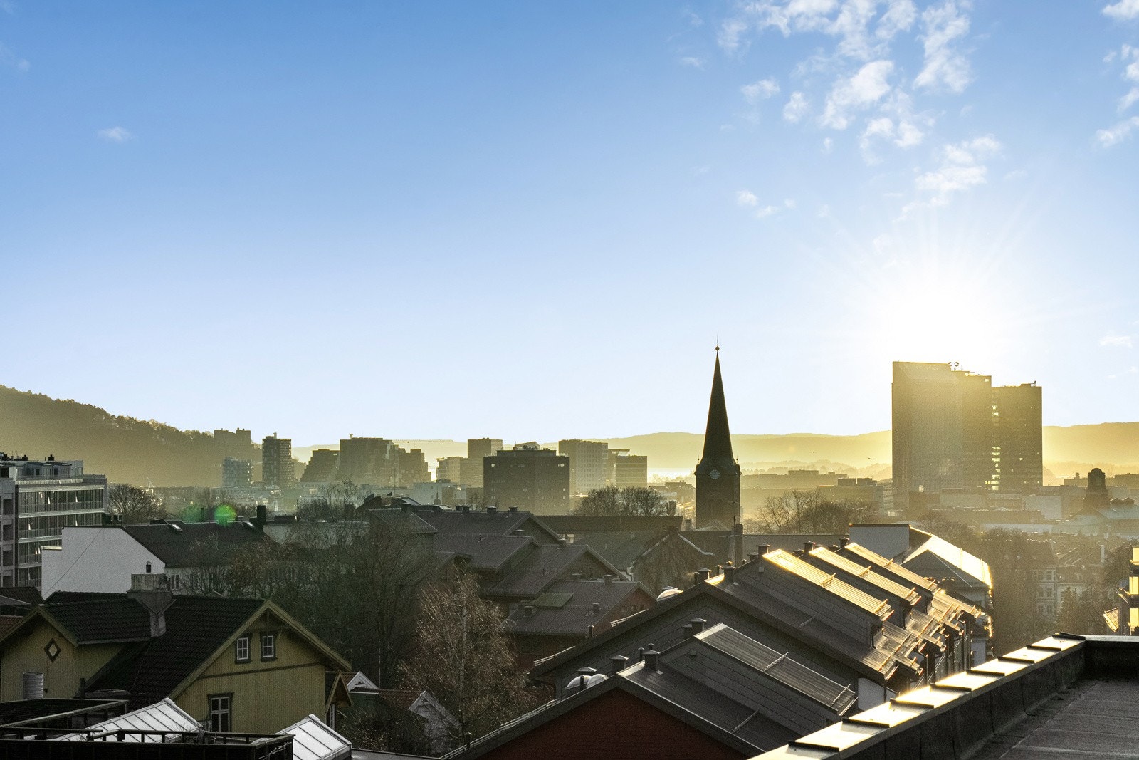 Utsikt fra felles takterrasse. Galleribilde