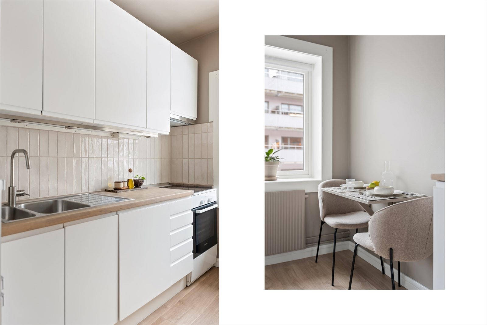 Her er det godt med både skap- og benkeplass, samt plass til en hyggelig spisegruppe ved vinduet. Galleribilde