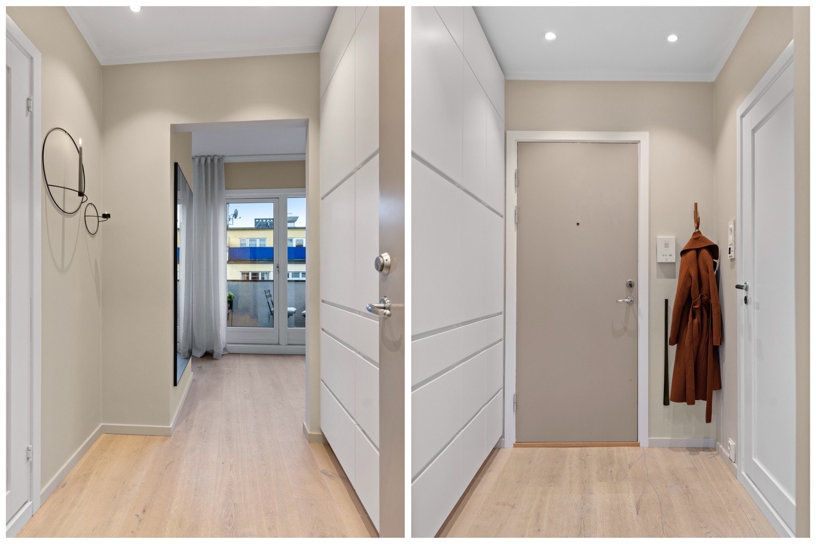 Yttertøy, sko og utstyr kan ryddes vekk i et stort og romslig garderobeskap. Galleribilde