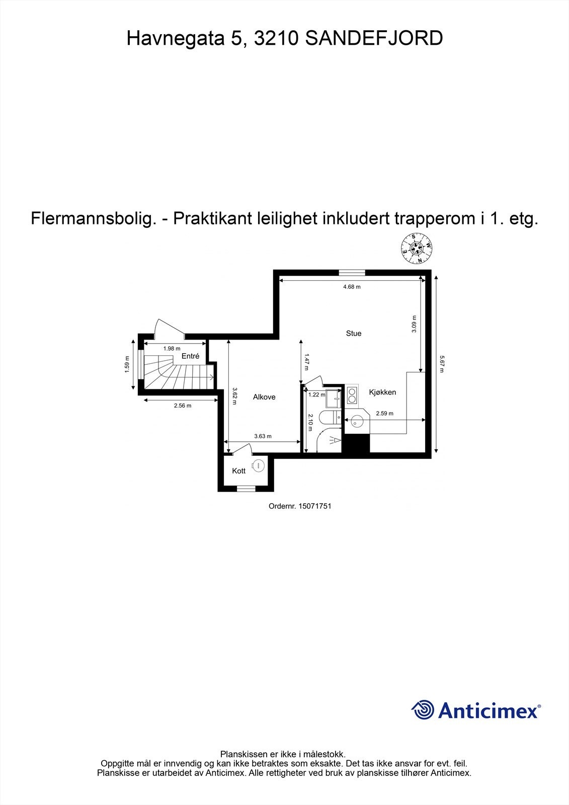 Plantegning - Praktikant leilighet 1. etasje Galleribilde