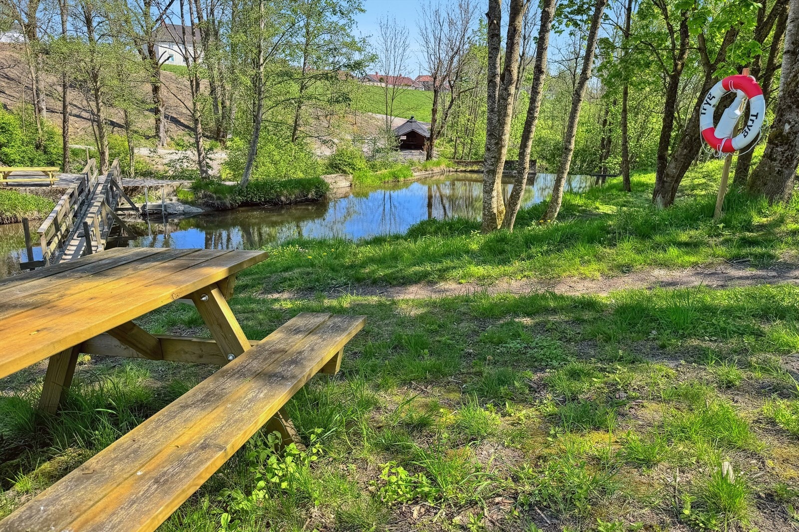 Mølledammen ligger vakkert til i grønne omgivelser, og elva som en gang drev mølla slynger seg fortsatt stille gjennom landskapet. Et populært samlingspunkt siden mølletiden - i dag perfekt for piknik, lek og bading. Galleribilde