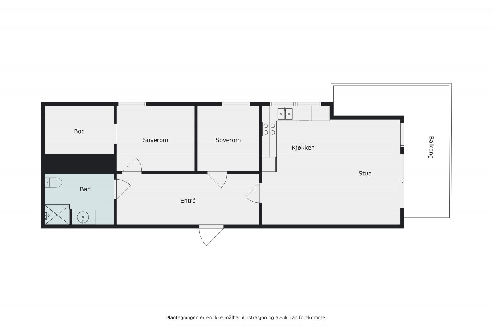 Plantegning - 4.etasje. I tillegg følger det en parkeringsplass i felles garasjeanlegg og bod. Galleribilde
