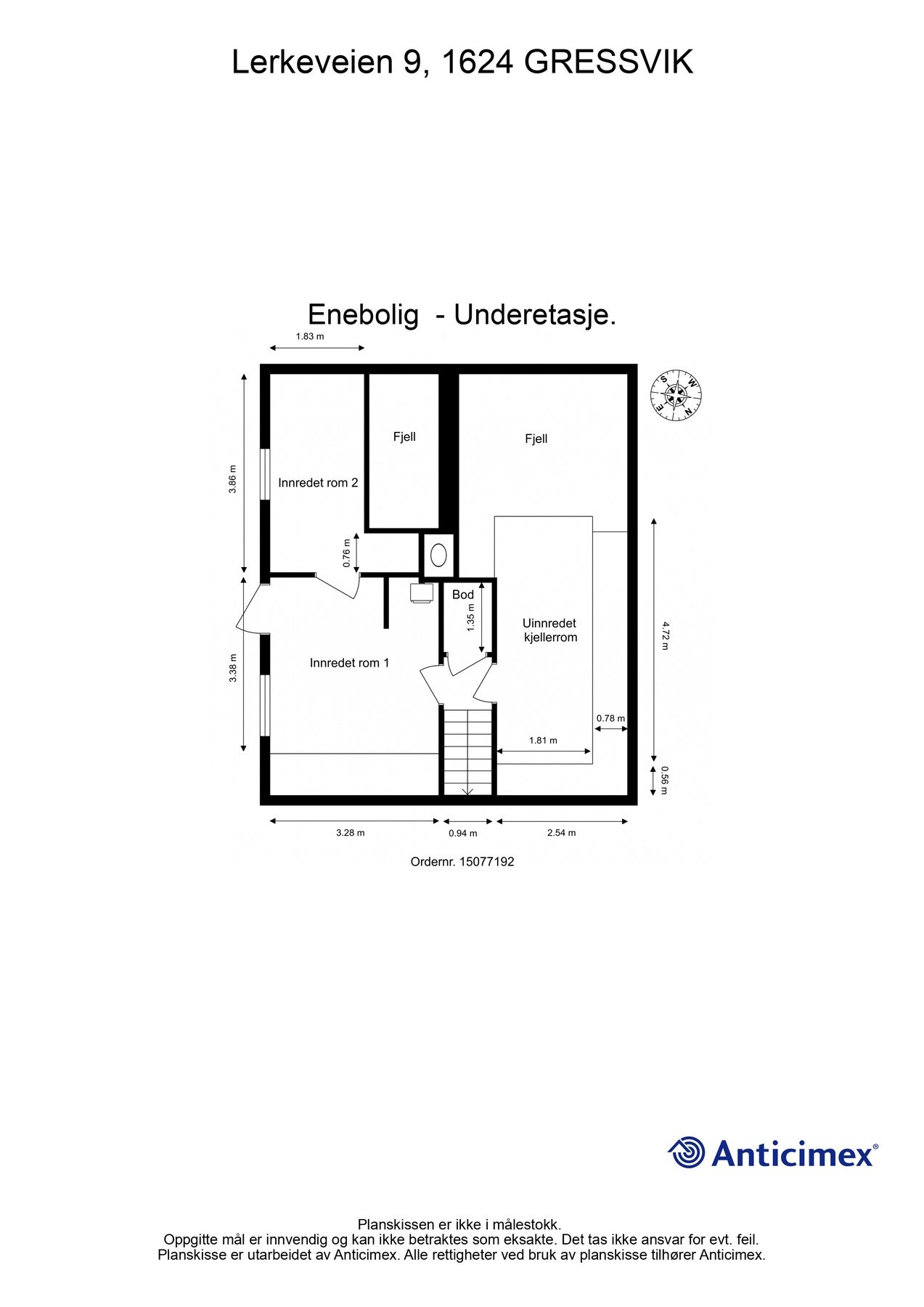 Planskisse for kjelleretasje. Detaljer kan avvike. Galleribilde